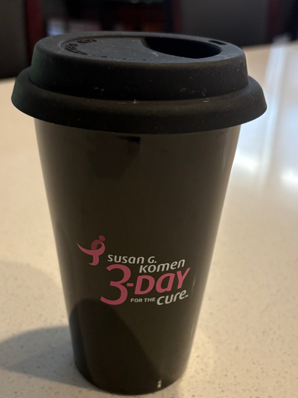 Susan G. Komen 3-Day for the Cure Black 16 oz Travel Mug/Tumbler